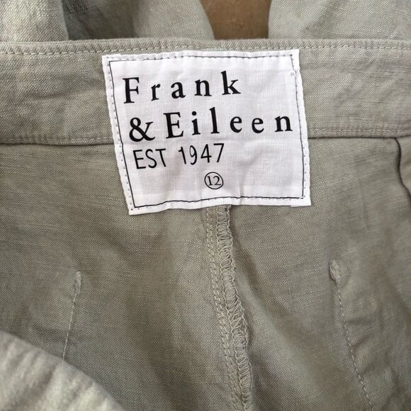 Frank & Eileen Pants Womens Size 12 Kinsale Flax Linen Blend Light Sage Green - Picture 3 of 9